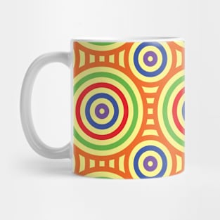 60s Retro Circular Geometric Pattern. Red, Green, Purple, Blue Mug